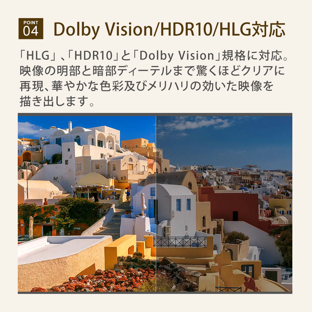DolbyVision/HDR10/HLG対応
