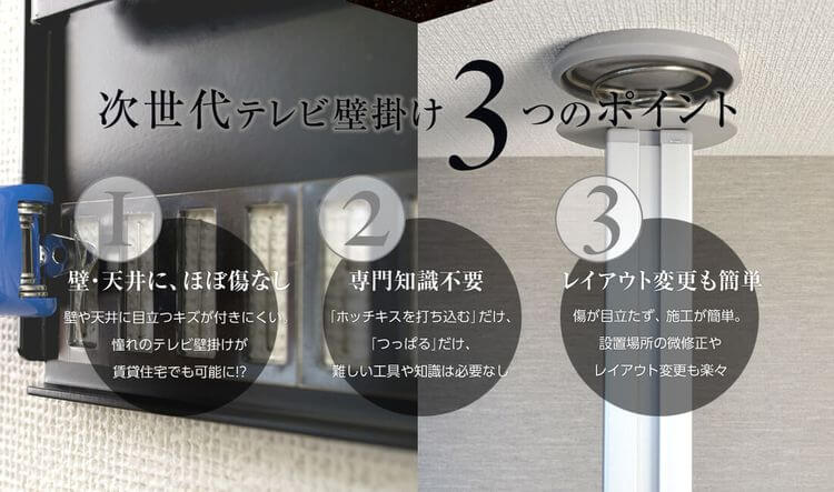 テレビ壁掛け金具 ホッチキス止め 32〜70型 賃貸OK 穴あけ不要